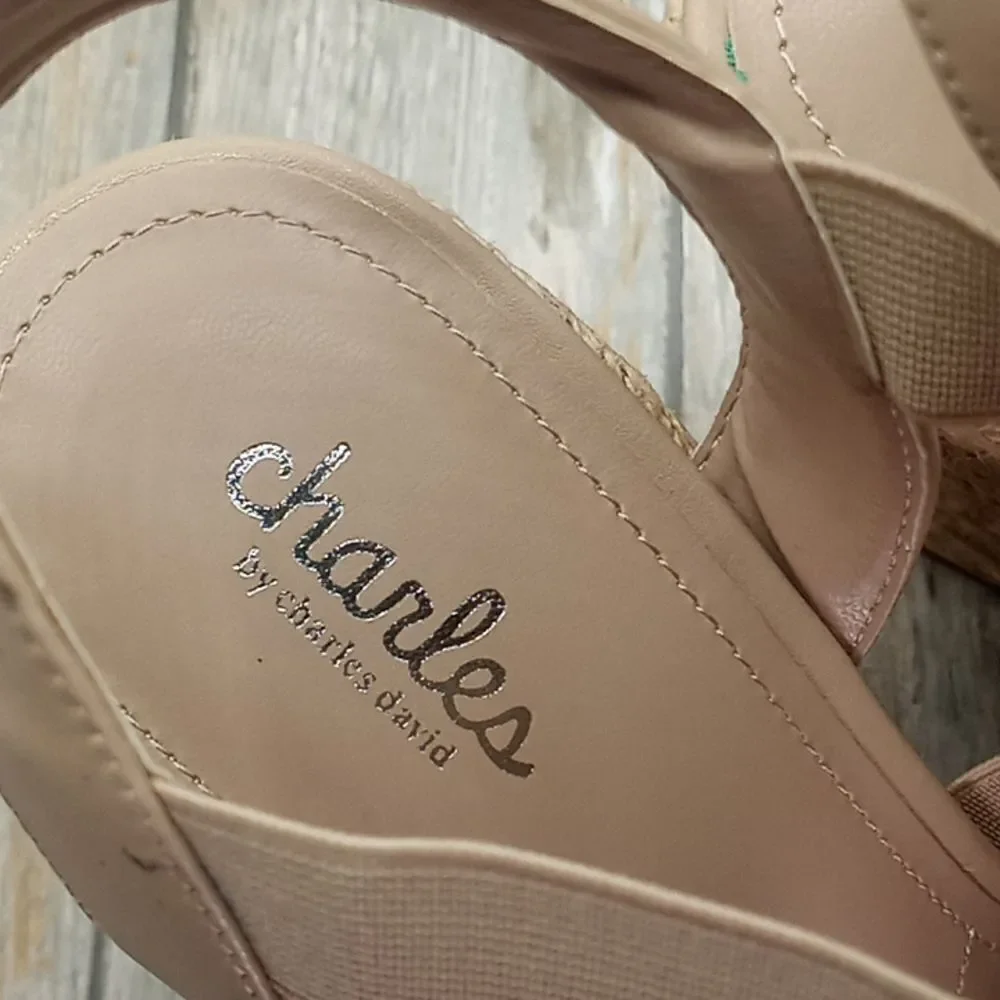Charles David Alyce Faux Leather Wedge Sandals Shoes Size 11
